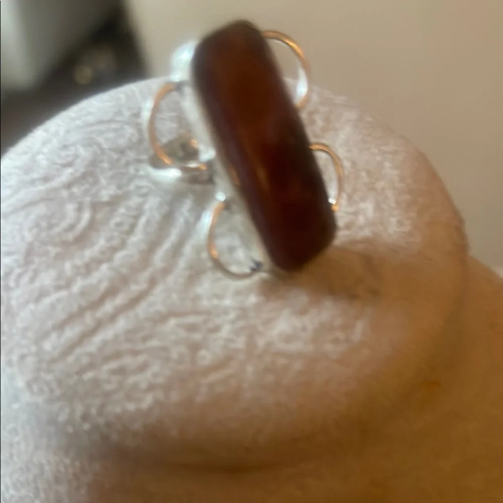 Sold in show Handmade Genuine Rhodochrosite silver with Reddish Brown Stone - Picture 2 of 7